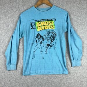 Marvel Ghost Rider Shirt Mens Small Blue LS‎ Kostas Seremetis Urban Outfitters